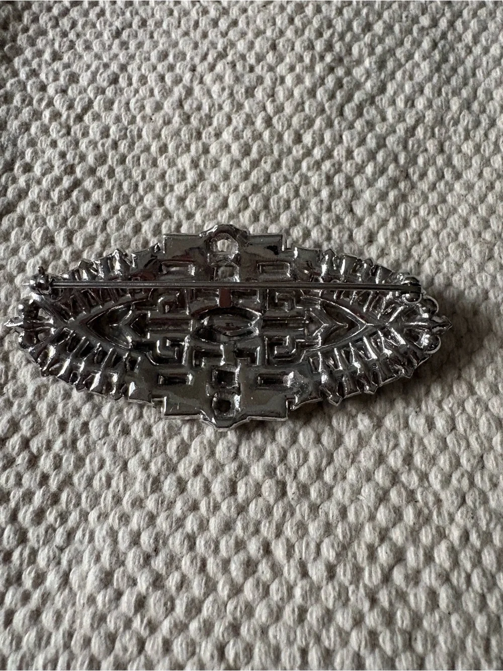 Vintage Estate Brooch Pin Art Deco Style Revival 50s Silver Tone